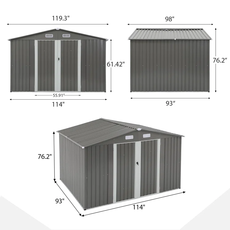 10 ft. W X 8 ft. D Metal Storage Shed