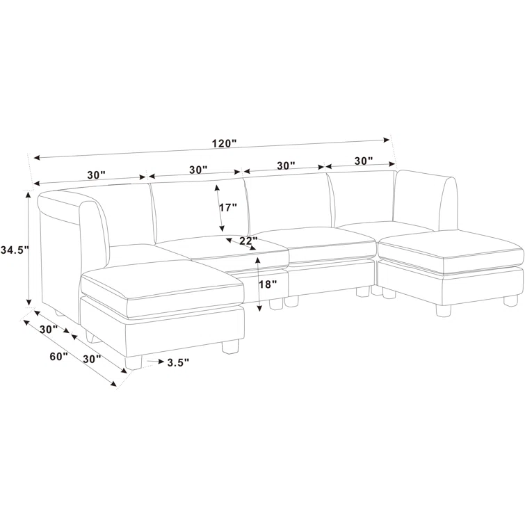 Angelamaria 6 - Piece Faux Leather Sectional