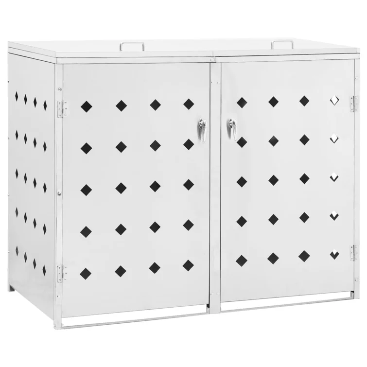 VidaXL Double Wheelie Bin Shed 63.4 gal Stainless Steel