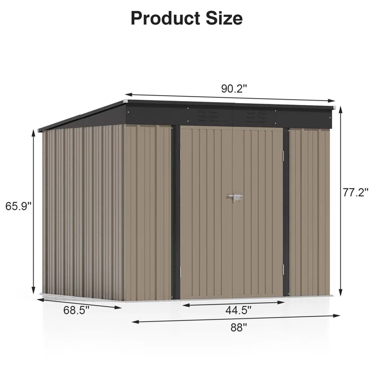 8 ft. x 6 ft. Metal Lean-to Storage Shed