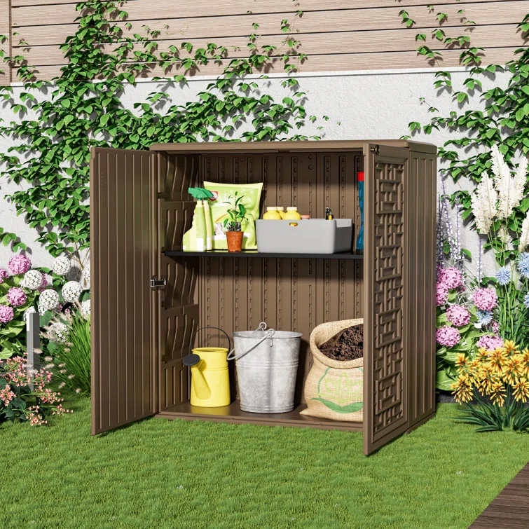 Arts Box Trading 14.96 W 60 Storage Cabinet with Doors and Shelves, 60 Gallon Indoor & Outdoor Deck Box