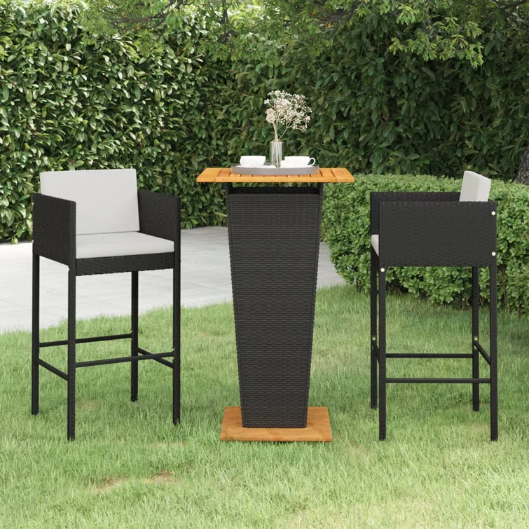 Patio Bar Set Outdoor Bistro Set Bar Stool Bistro Table Poly Rattan