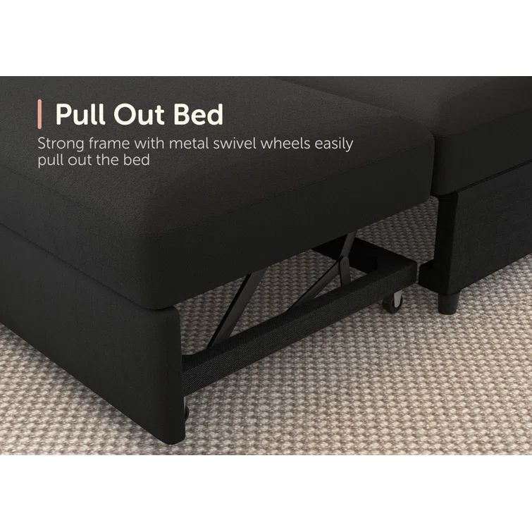 U-Shaped Sectional Sofa Bed Pull Out Sleeper Couch With Storage Chaise