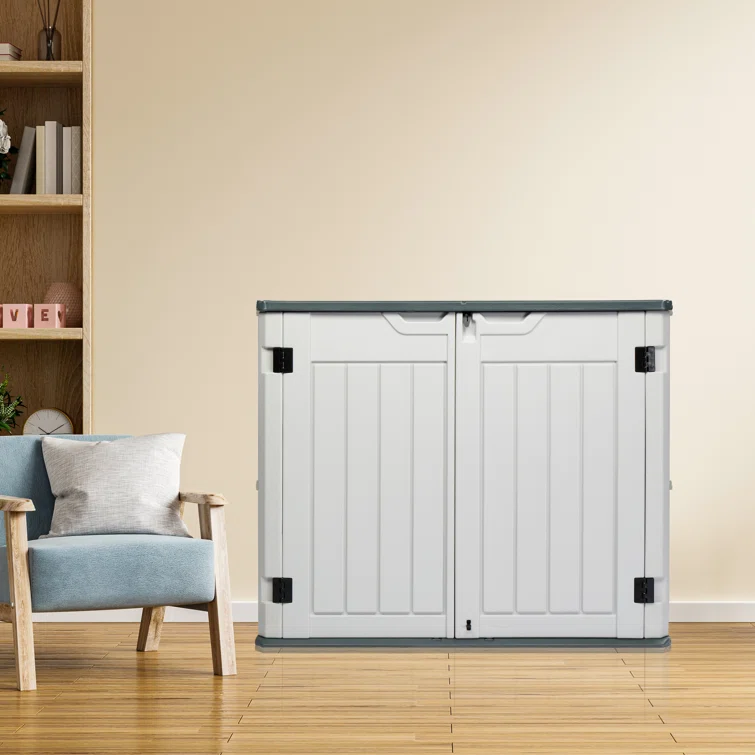 Winado 50.2'' W 260 Gallons Water Resistant Polyethylene Plastic Lockable Cabinet Deck Box