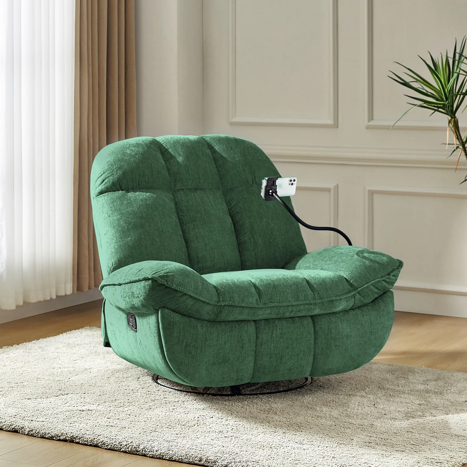Raquel Modern Style Versatile Functionality Manual Rock Oversized Rocker Recliner