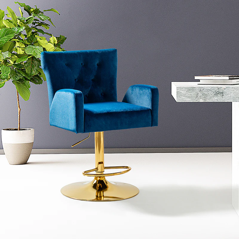 Lydia Velvet Swivel Adjustable Barstool