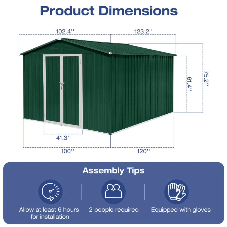 8 ft. W x 10 ft. D Metal Corner Tool Shed
