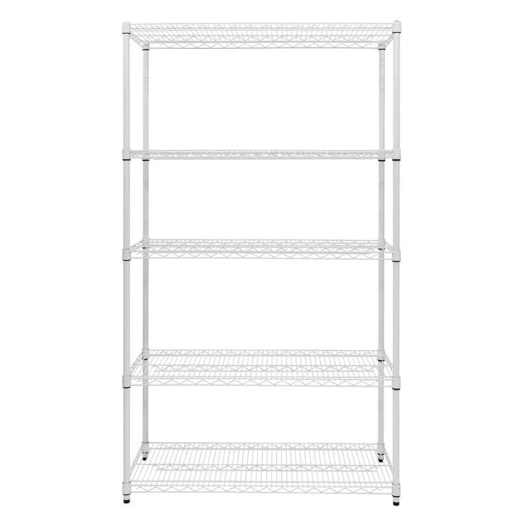 5-Tier Metal Height-Adjustable Shelving Unit (42" W X 72" H X 18" D)