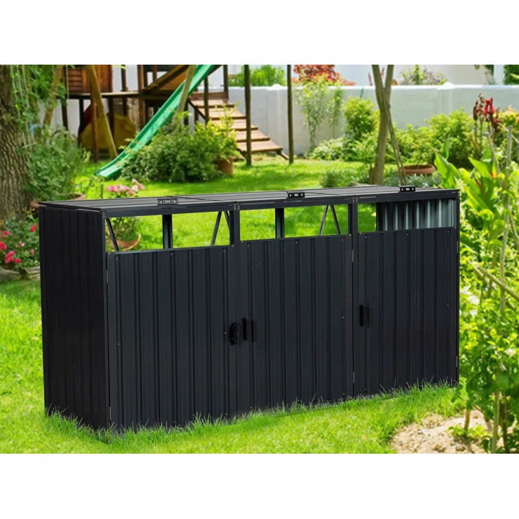 8 ft. W x 3 ft. D Metal Horizontal Garbage Shed