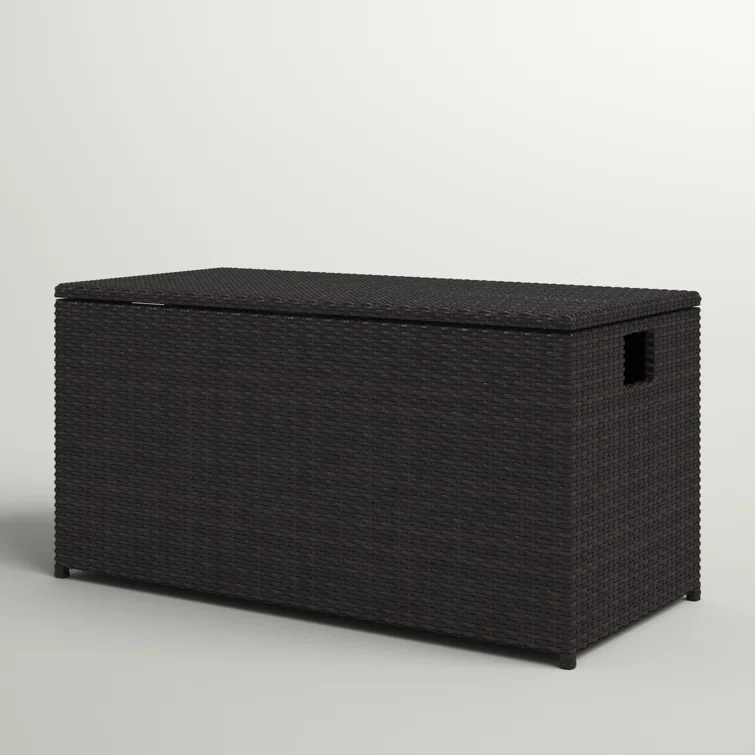 Latitude Run® Larren 59'' W 50 Gallons Water Resistant Wicker Deck Box in Espresso
