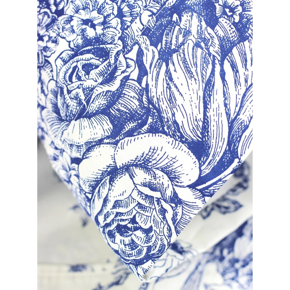 Printed Design Cotton Collection 400 Thread Count Navy Toile Sheet Set