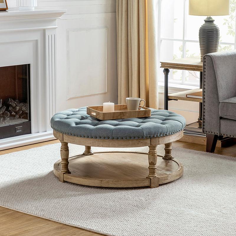 Danilynn Tufted Round Cocktail Ottoman Coffee Table