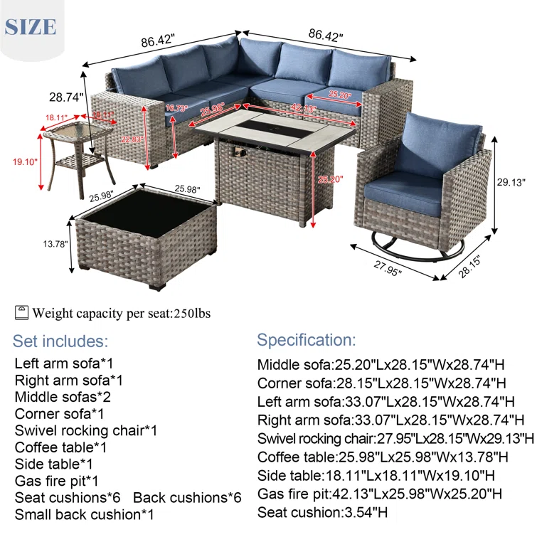 Baili 6 - Person Outdoor Seating Group with Cushions