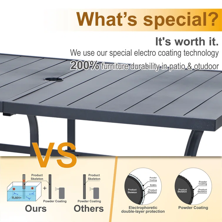 6 - Person Rectangular Outdoor Dining Set with Cushions