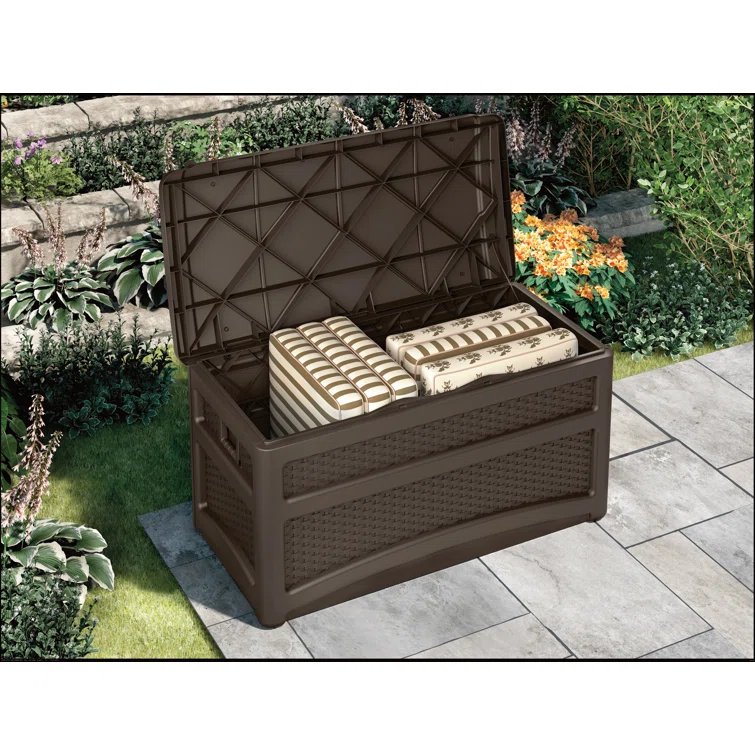 Suncast 73 Gallon Water Resistant Deck Box in Java