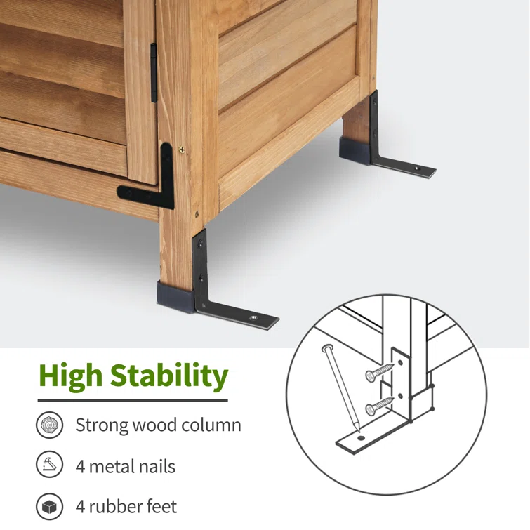 24.6 in. W x 18 in. D Outdoor Wood Storage Cabinet,Garden Wooden Tool Shed with Double Doors
