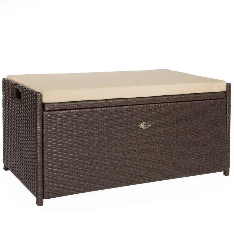 Barton 40'' W 60 Gallons Water Resistant Wicker Storage Bench in Brown