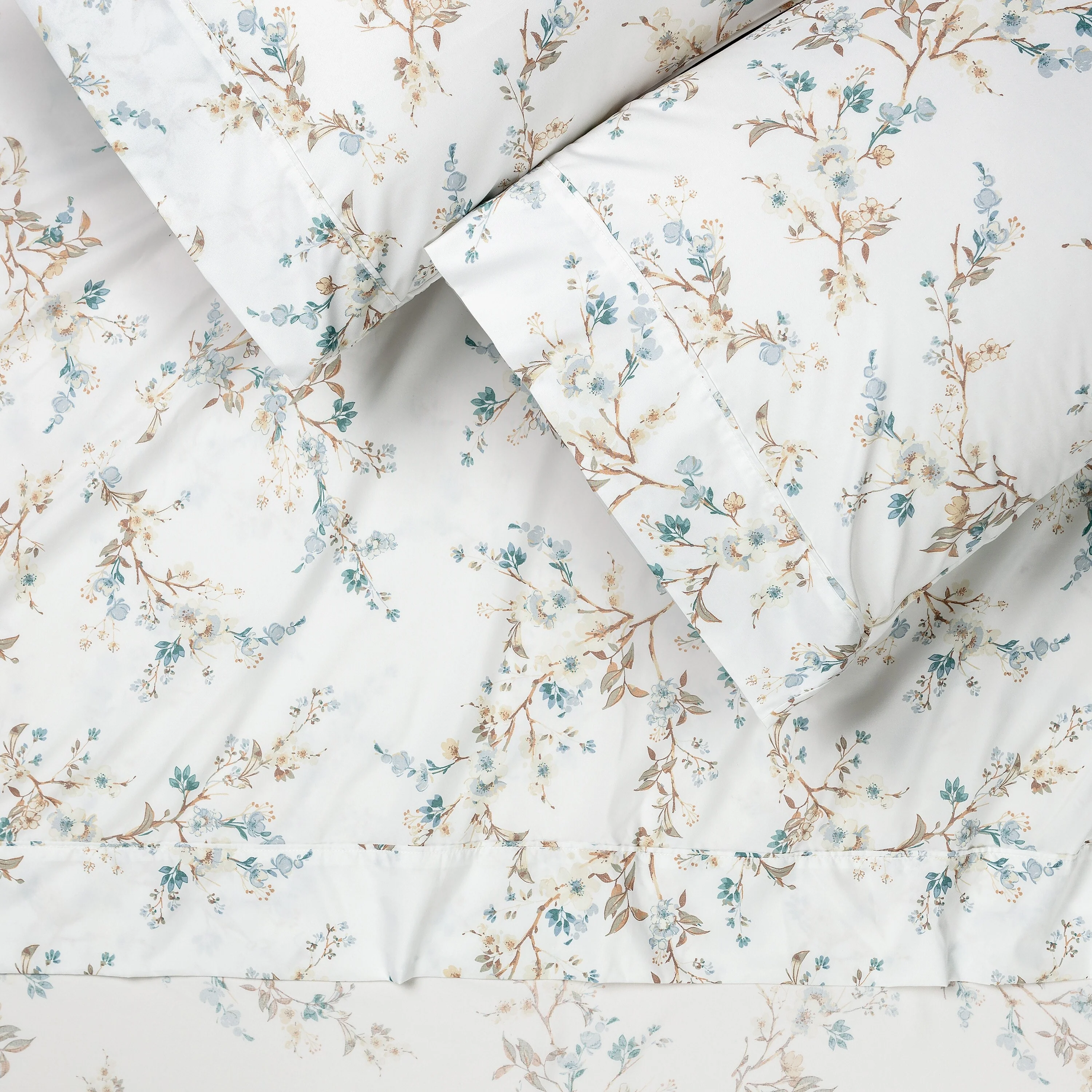 Chanasya Traditional Blue Floral Print Ultra Soft Microfiber Sheet Set