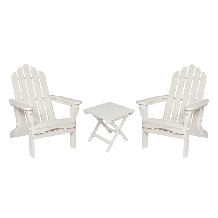 Breeona Wood Folding Adirondack Chairs with Folding Table Set