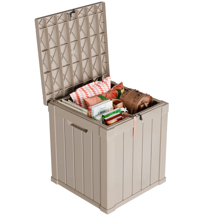 Deck Box 22.13'' W 50 Gallons Resin Lockable Deck Box