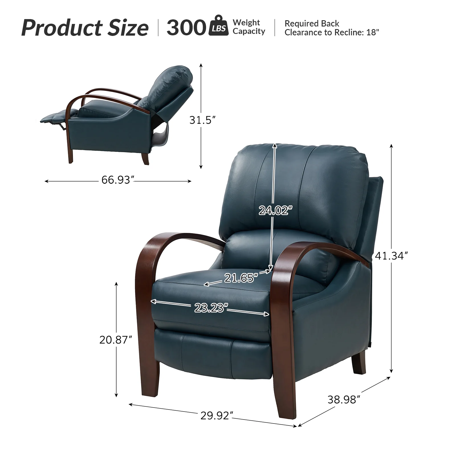 Melisa Genuine Leather Manual Recliner