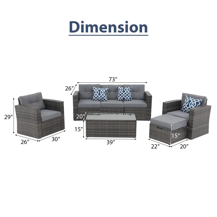 6 - Person Outdoor Seating Group with Cushions