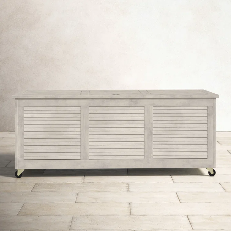 Birch Lane™ 47.2'' W 50 Gallons Solid Wood Eucalyptus Deck Box with Wheels