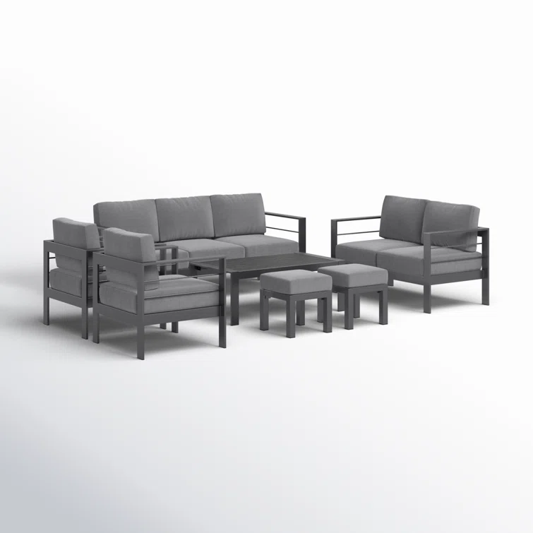 Stumbaugh 9 - Person Aluminum Sofa Seating Group with Cushions