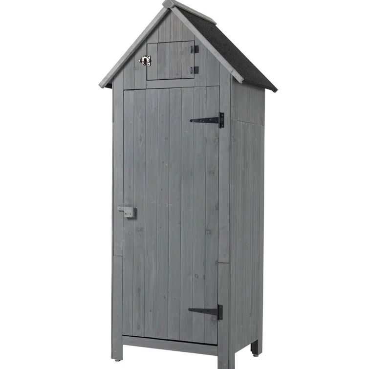 Hader 2.5 ft. W x 1.7 ft. Solid Wood Vertica Tool Shed Outdoor Tool Shed Garden Shed