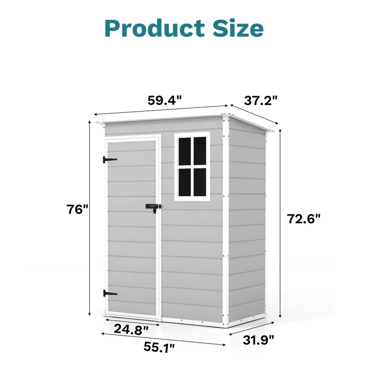 5 ft. W x 3 ft. D Plastic Storage Shed