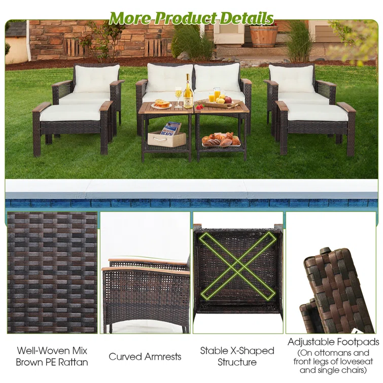 Gymax 6 - Person Outdoor Seating Group with Cushions