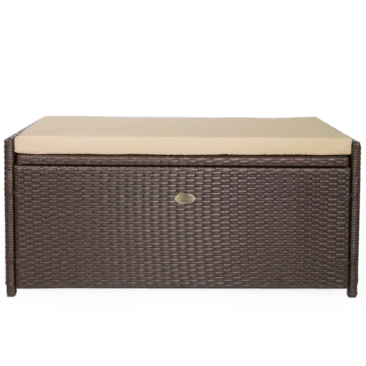 Barton 40'' W 60 Gallons Water Resistant Wicker Storage Bench in Brown