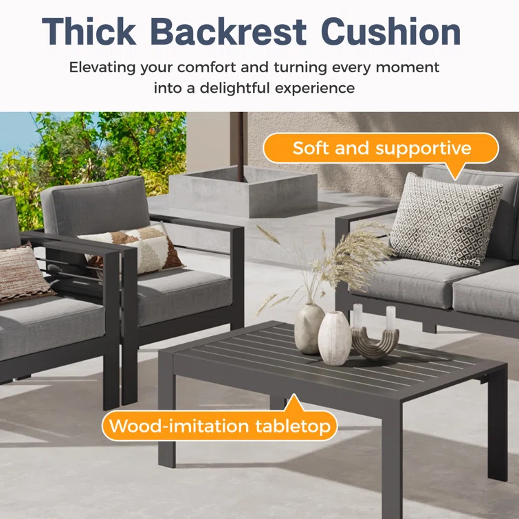 Brandtley 5-Person Metal Outdoor Seating Group With Cushions
