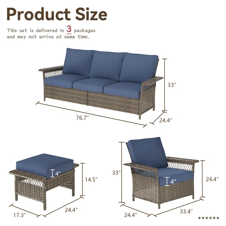 Buenhomino 5 - Person Outdoor Seating Group with Cushions