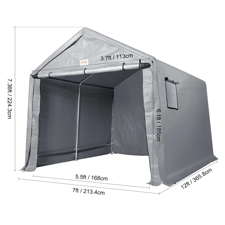 Heavy Duty 7 ft. W x 12 ft. D Polyethylene Portable Storage Shed
