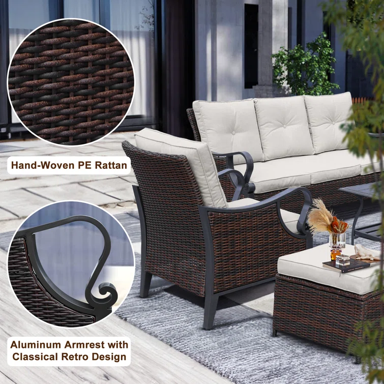Ranaye 7 Person Wicker Outdoor Patio Sectional