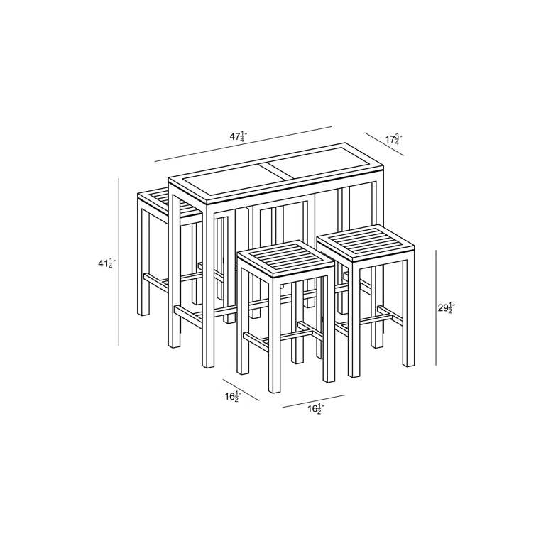 Williamsbridge 4 - Person Rectangular Teak Outdoor Dining Set