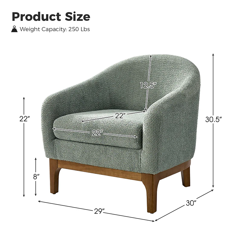 August Boucle Armchair Chair with Soft, Fuzzy Texture