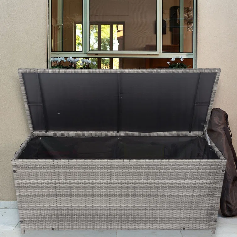 IYofe 53'' W 113 Gallons Water Resistant Wicker Deck Box