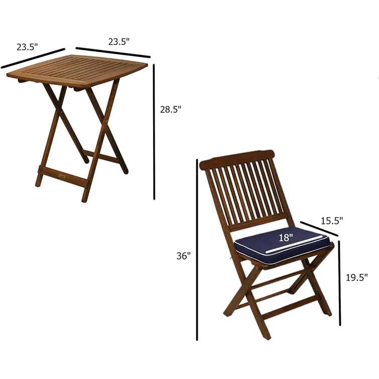 Fleur 2 - Person Square Outdoor Dining Set with Cushions
