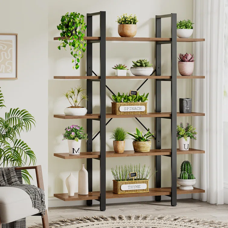70.7" H x 47.24" W x 12.59" D Industrial Shelving Unit, 5-Tier Bookshelf