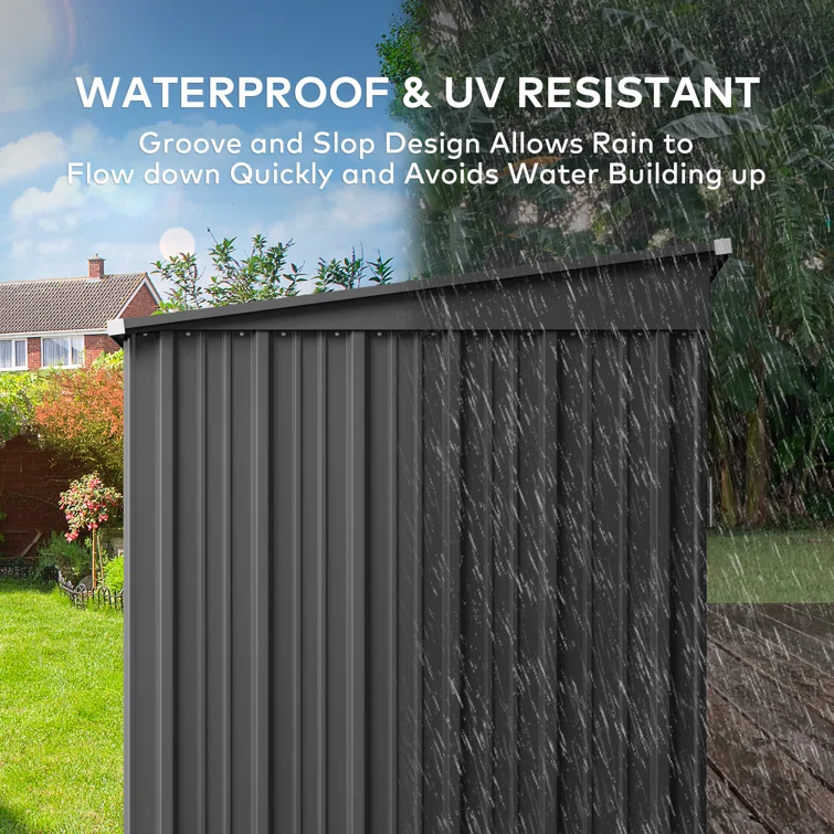 Aiho 6 ft. W X 4 ft. D Galvanized Steel Horizontal Storage Shed