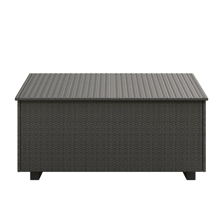 Kristiana 204 Gallon Water Resistant Wicker / Rattan Outdoor Deck Box with Metal Sled Base