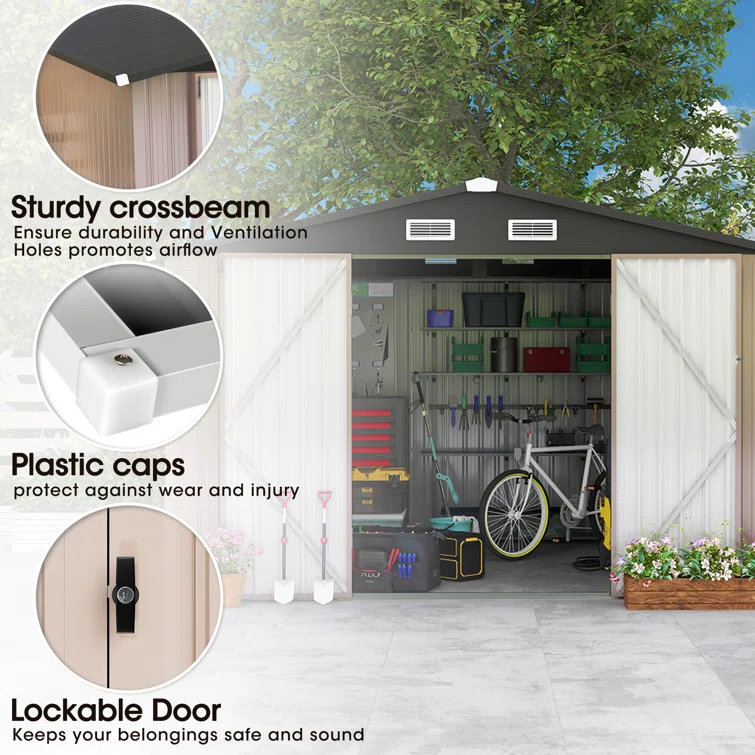 10 ft. W x 8 ft. D Metal Lean-to Storage Shed