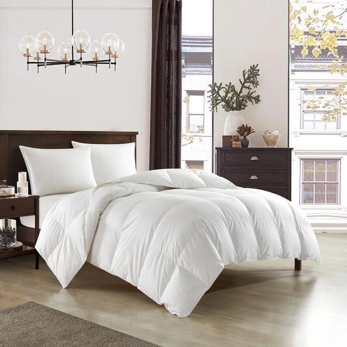 NY&C Home Allora Box Stitched Cotton Shell with Duck Down Filling Comforter