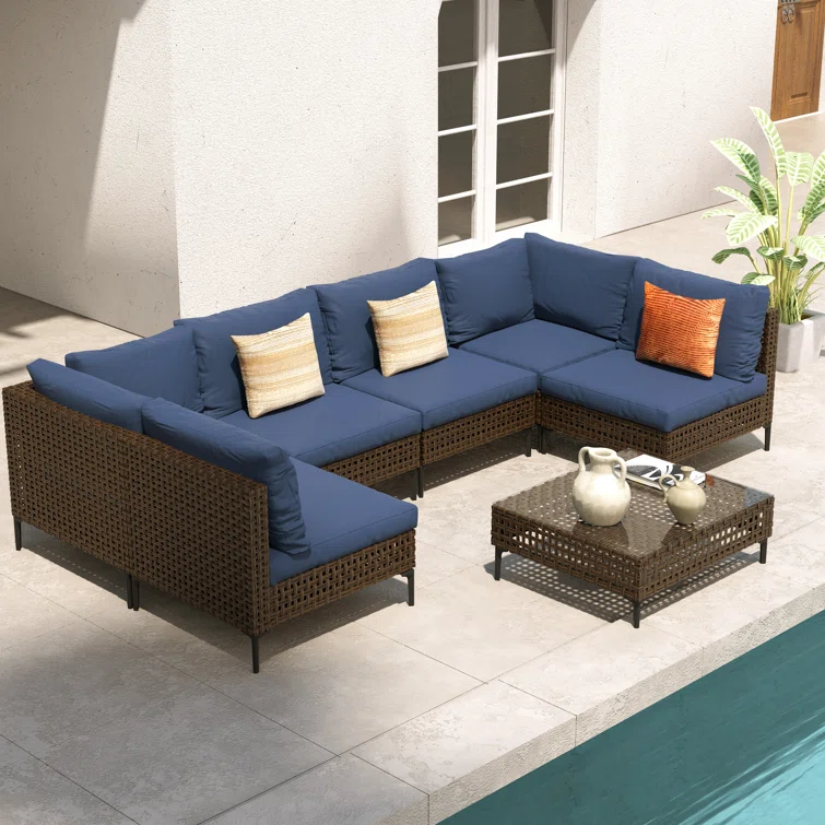 Frans 7 Piece Sectional Seating Group With Cushions
