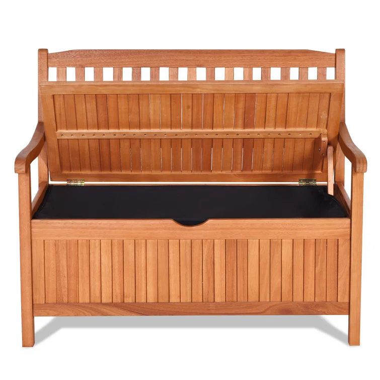 Topbuy 42'' W 33 Gallons Water Resistant Solid Wood Eucalyptus Storage Bench in Natural