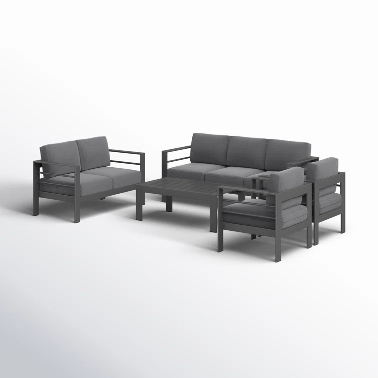 Brandtley Metal 7-Person Sofa Seating Group with Cushions