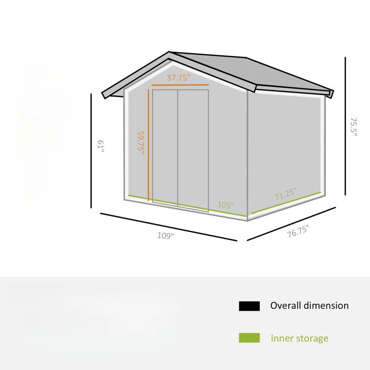 9 ft. W x 6 ft. D Metal Storage Shed