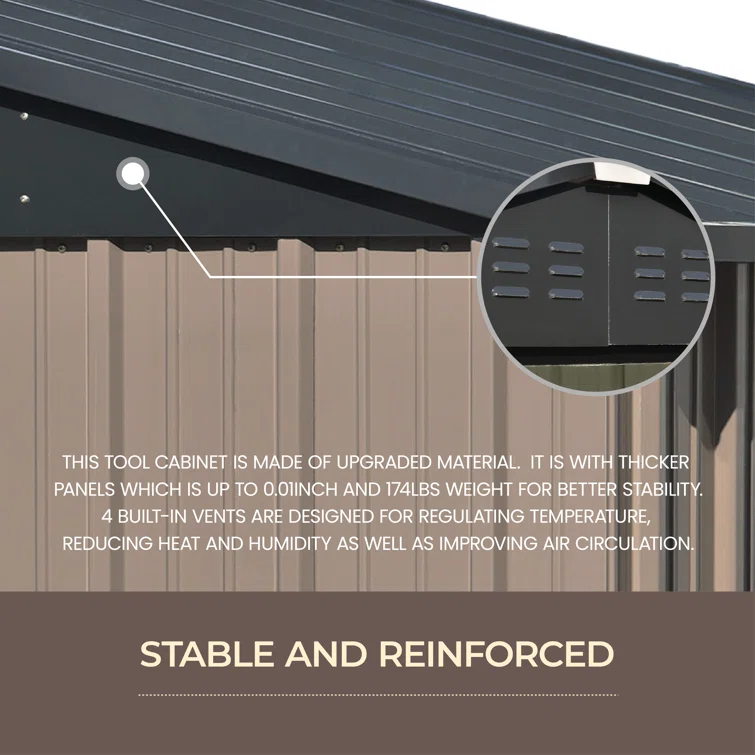 8 ft. W x 6 ft. D Stainless Steel Horizontal Garage Shed